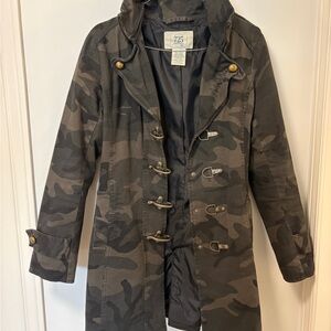 Vintage Y2K Camouflage Utility Jacket Military Grunge Aesthetic Medium Belt